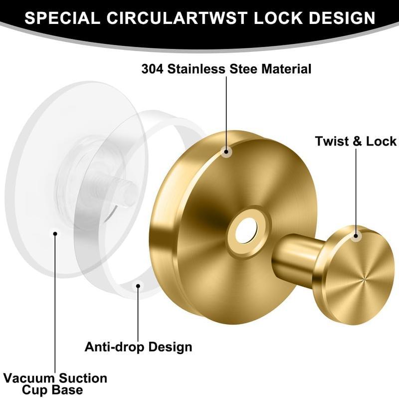 Upgraded model 2 Units Suction Cup Hooks for Shower, Kitchen, Bathroom, Wood Door, Mirror,Glass Door,  Tile – Loofah, Towel, Coat, Bath Robe Hook Holder for Hanging up to 15 lbs with Waterproof