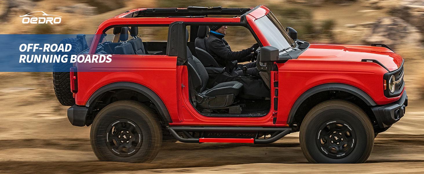 YITAMOTOR 6 inch Running Boards Compatible with 2021-2025 Ford Bronco 2 Door, Drop Side Steps, All Steel Nerf Bar Red Paintable Step Plates YITAMOTOR 6 inch Running Boards Compatible with 2021-2025 Ford Bronco 2 Door, Drop Side Steps, All Steel Nerf Bar Red Paintable Step Plates