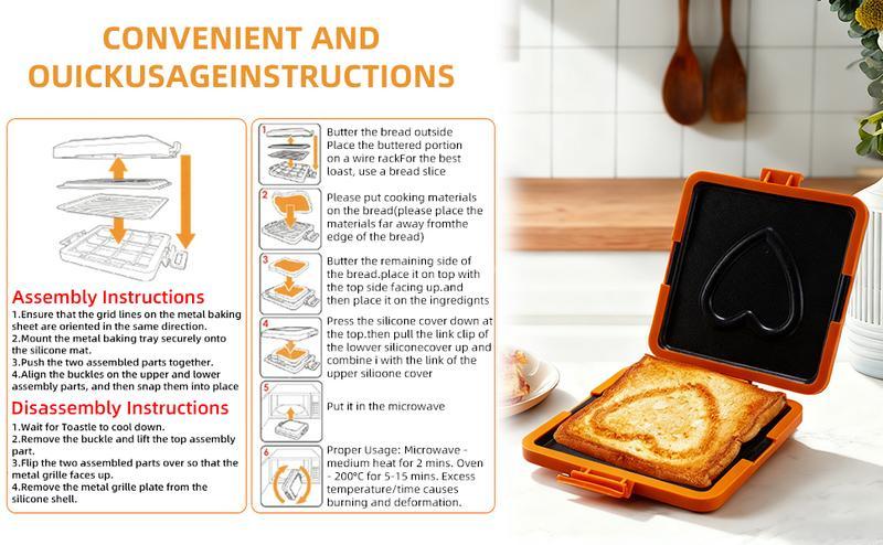 Microwave Toaster & Multi-functional Sandwich Maker, Quick Cooker for Waffles, Panini, and Sandwich Presses, High-temperature Resistant Material for Even Heating, Easy Meal Prep Tool, Fast Breakfast, Dishwasher Safe, Easy Clean