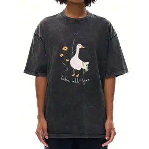 Casual Unisex Tee 100% Cotton Washed Fabric with Silly Goose Fire Design