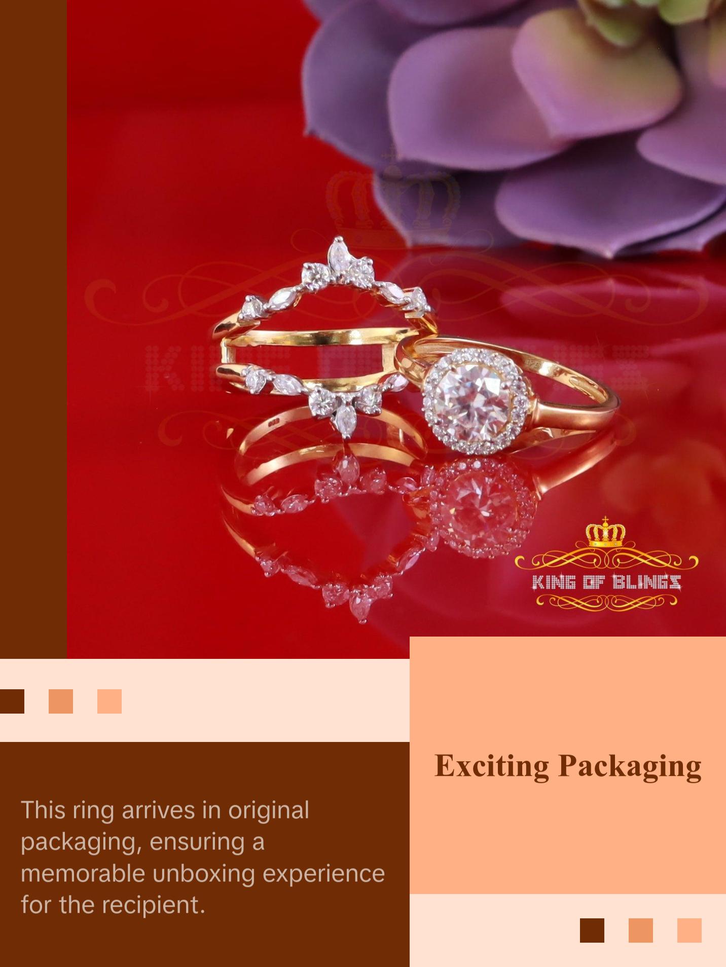 King of Bling's 1.66ct Yellow Guard Wrap Insert 925 SilverMoissanite Solitaire Enhancer Ring SZ7