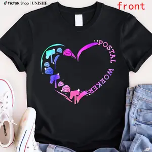 100% Cotton Postal Worker Heart Tee – Love Mail Carrier Shirt