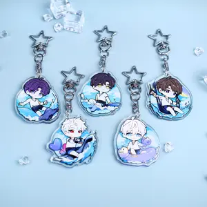 Sylus Zayne Rafayel Xavier Caleb Acrylic Keychain - Chibi Summer Surfing Waves Beach Theme Bag Charm, Cute Keyring Accessory, Fun Charm For Backpack Or Purse | High Quality and Customer Favorite Items