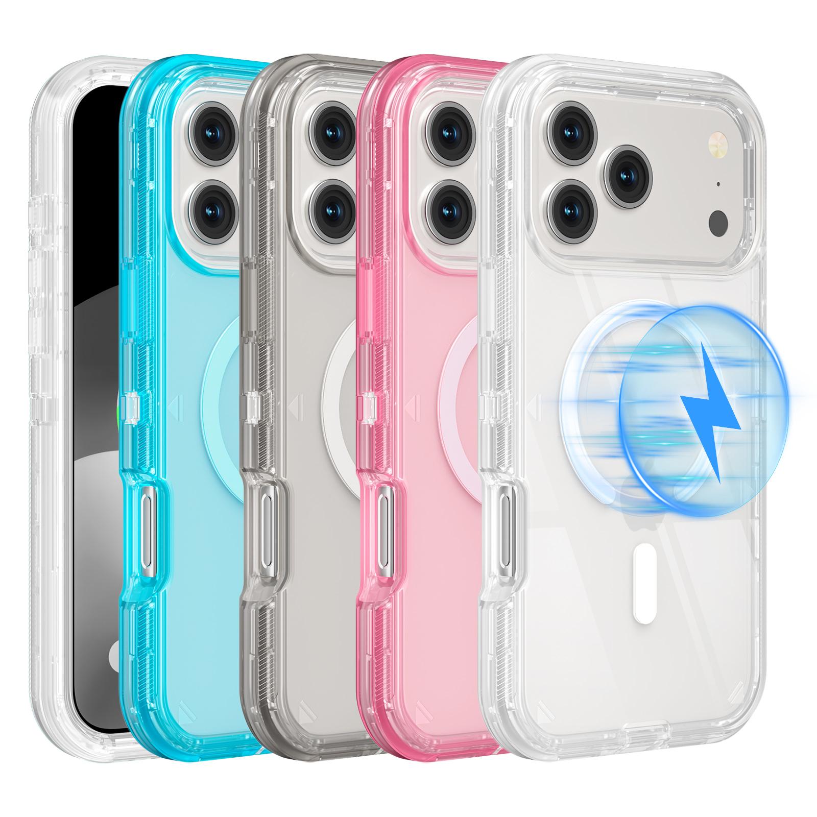 MagSafe Case For iPhone 17 Pro Max 16 15 14 13, Defender Multi-Layer Case Hybrid Heavy Duty Shockproof Case, Magnetic Transparent Clear Cover Protective Smartphone Case For Apple iPhone 17 Air