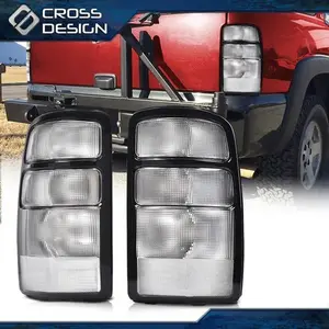 CROSSDESIGN Fit For 2000-2006 Chevy Suburban Tahoe GMC Yukon Pair Clear Tail Lights