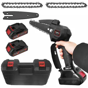 Mini Chainsaw Cordless 6-inch,Portable Handheld Electric Chain Saw with 2*2000mAh Batteries,Battery Powered Chainsaw Garden Tools for Wood Cutting Tree Trimming