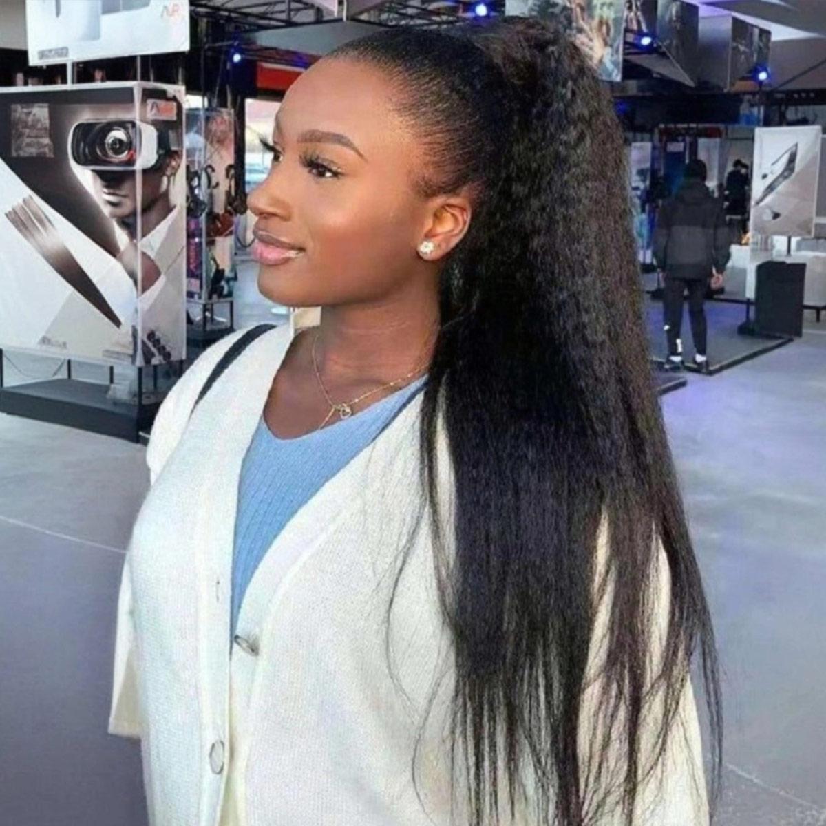 OQ HAIR Water Wave Ponytail InvisiFit Strap Cap With Clip In 100% Human Hair Ponytail Hair Kinky Straight Ponytail Hair Extensions Beginner Friendly