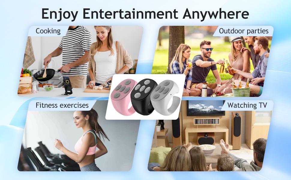 TikTok Scrolling Remote Control, YouTube Shorts Fingertip Clicker, Page Turner for eBook Reading, Camera Shutter Controller for Photo and Video, Connect via Bluetooth USB C Charge, for Smartphones