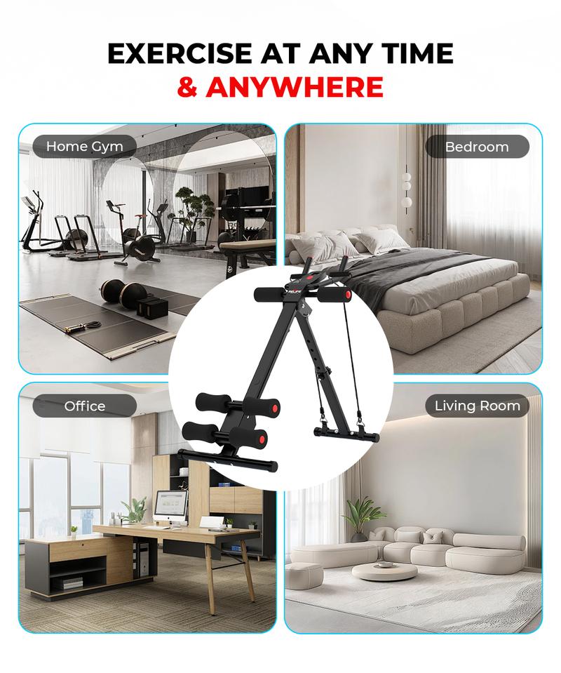 RELIFE REBUILD YOUR LIFE Adjustable Ab Machine, Foldable Ab Workout Equipment for Abs, Waist, Arms & Legs | Home Gym Beginner-Friendly Waist Trainer