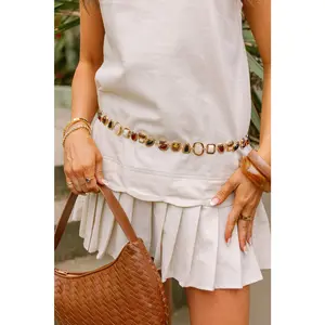 Camille Multi Stone & Gold Chain Belt