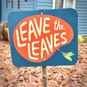 Leave The Leaves Yard Sign - Illustrated Educational Sign For Your Garden - Weatherproof & UV Protected - 9 1/2" Wide x 8" High - Aluminum Polyethylene Composite - Matte Finish - Supports Birds Insects & Invertebrates - Decor