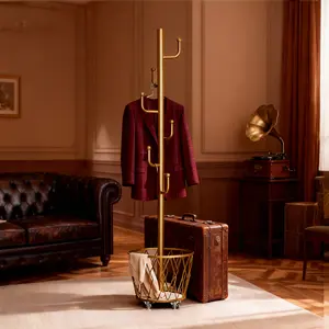 Slim Single Pole Coat Rack with Wheels, Freestanding Clothes Stand for Apartment