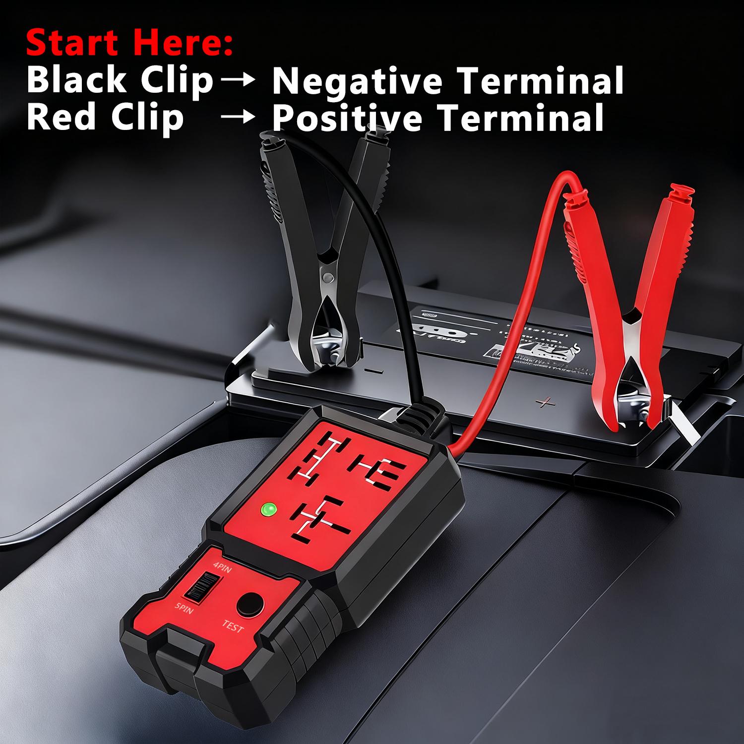 Car Automotive Circuit Tester, Car Relay Tester, Portable Battery Diagnostic Checker Tool, Professional Car Voltage Tester, Vehicle Diagnostic Tool, OBD Scanner, Red, with LED Indicator