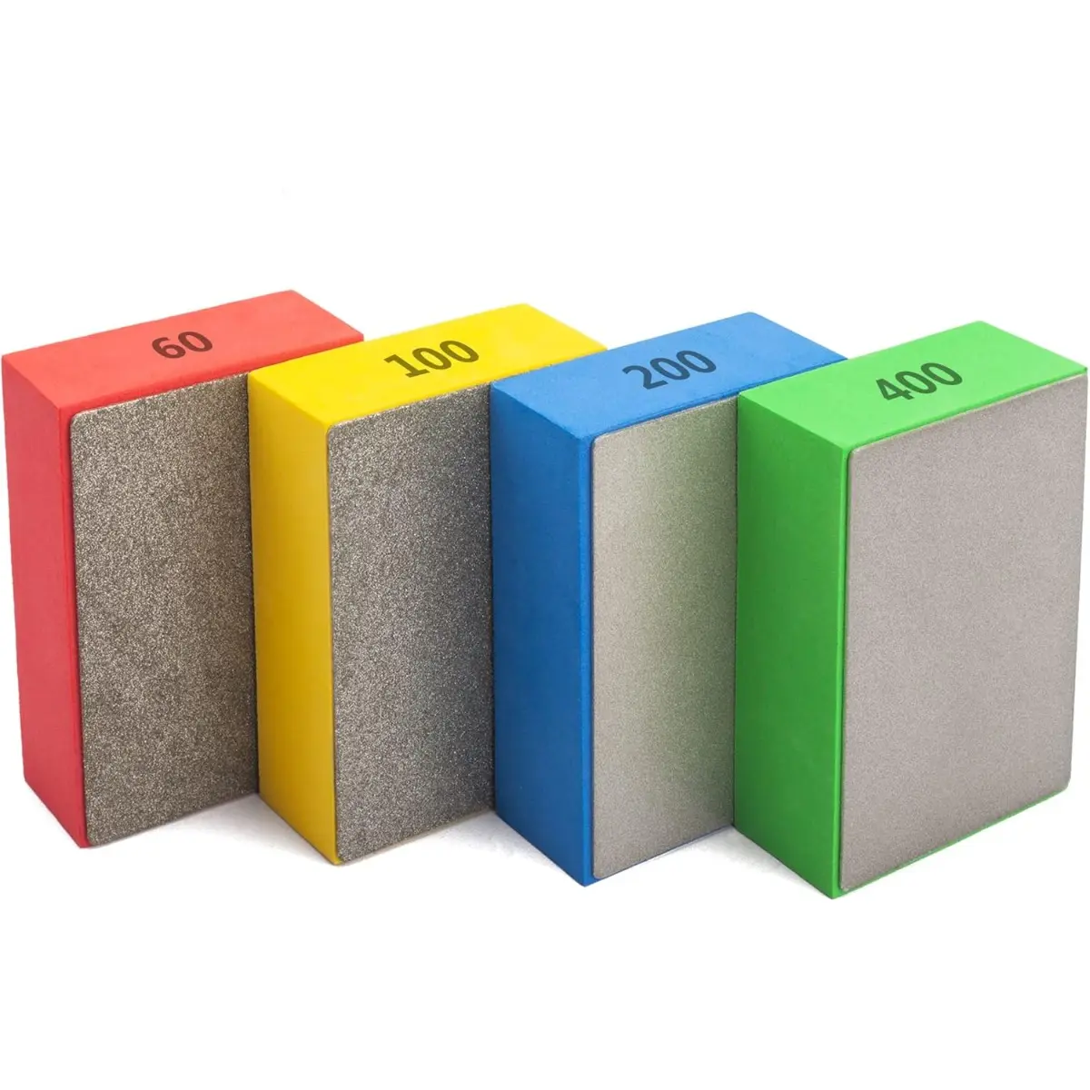 4 pieces of diamond hand polishing pads - handheld, 60/100/200/400 mesh, used for polishing and deburring, suitable for sanding ceramics, glass bricks, concrete stones, marble, granite