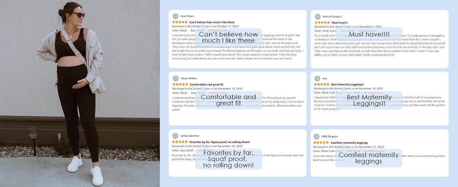 POSHDIVAH Women's Maternity Leggings Over The Belly Pregnancy Yoga Pants Active Wear Workout Leggings skinny pant cute maternity outfits solid pregnancy supply