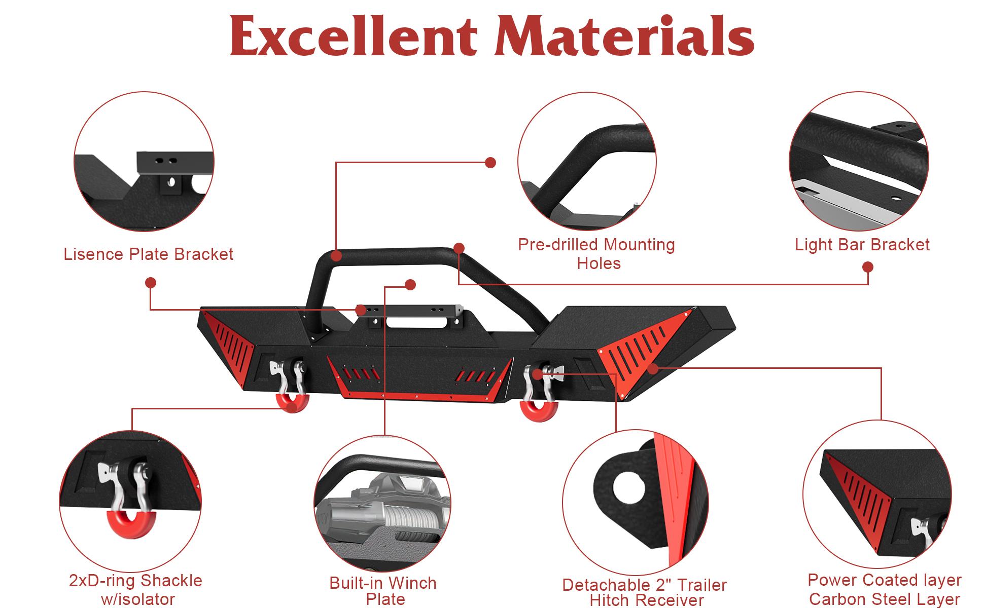 【GARVEE】Full Width Front Bumper, Compatible with Jeep 2018-2023 Wrangler JL & Unlimited JLU(2/4 Doors),2020-2023 Gladiator JT, Off-road DIY Paintable, Textured Black