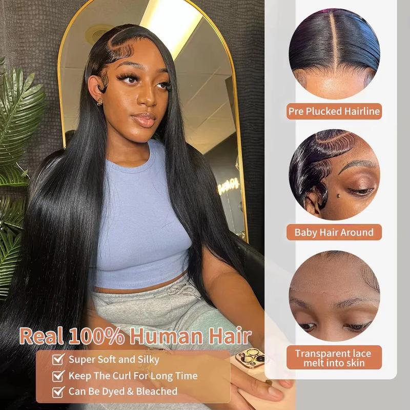 Bone Straight Glueless Human Hair Wigs Wear Go Straight 9X6 Transparent Lace Closure Human Hair Wigs Pre Plucked 5X5 Hd Lace Wigs For Women With Baby Hair Really Human Hair