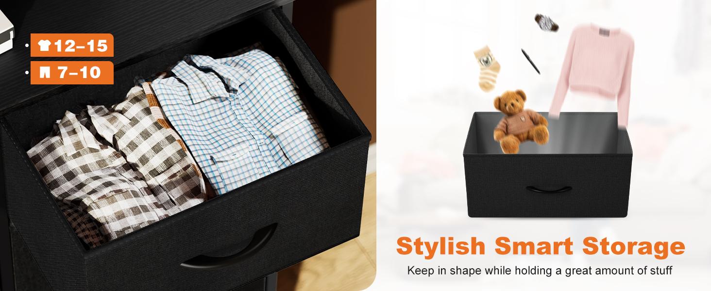 Sweet Furniture F Dresser - Fabric Storage Tower with 6 Drawers, Bedroom Drawer Dresser Organizer, Chest of Drawers with Fabric Bins, Steel Frame and Wood Top for Bedroom, Closet, Entryway Assembled