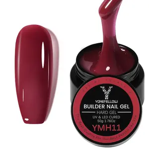YOKEFELLOW Builder Nail Gel YMH11 Red 50g 1.76oz HEMA-free TPO-free Self-Leveling Hard Gel Nail Extension Gel UV LED Lamp Cured for or Beginners & DIY Home Salon Manicure