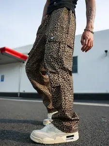 Men’s Hip-Hop Leopard Print Cargo Pants — Loose Straight-Leg Design with Cargo Pockets, Festival-Ready Trendy Outfit