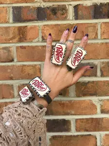 White Dr Pepper Domino Cuff Ring