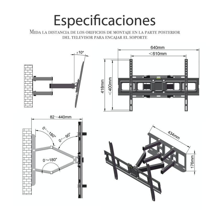 Ubesgoo 32-70 Inch Double Pendulum Large Base TV Stand Tmds-101 Bearing 50Kg/Vese600*400/Upper And Lower-10~ 10°