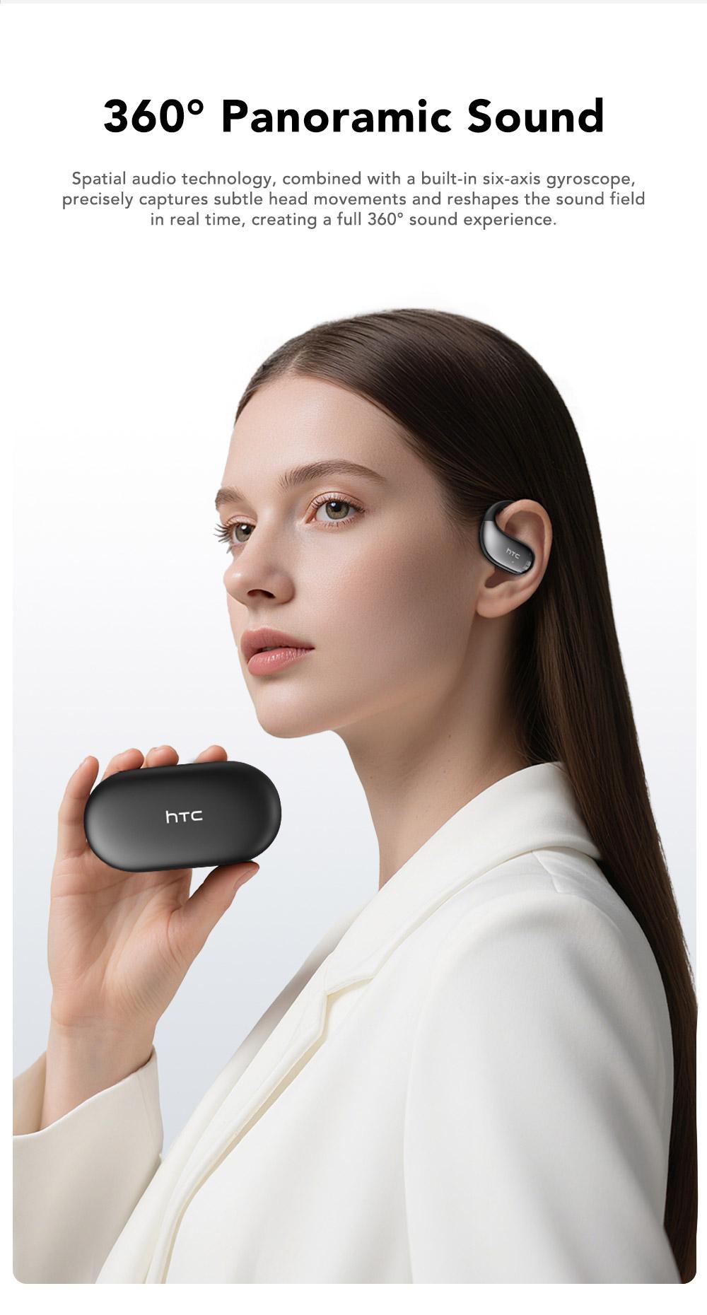 HTC NE57 Wireless OWS Earbuds Bluetooth 6.0, IPX5 Waterproof Earphones, Suitable for Office, Sports, Study and Audio Calls Built in Microphone Gaming Bluetooth Headphones