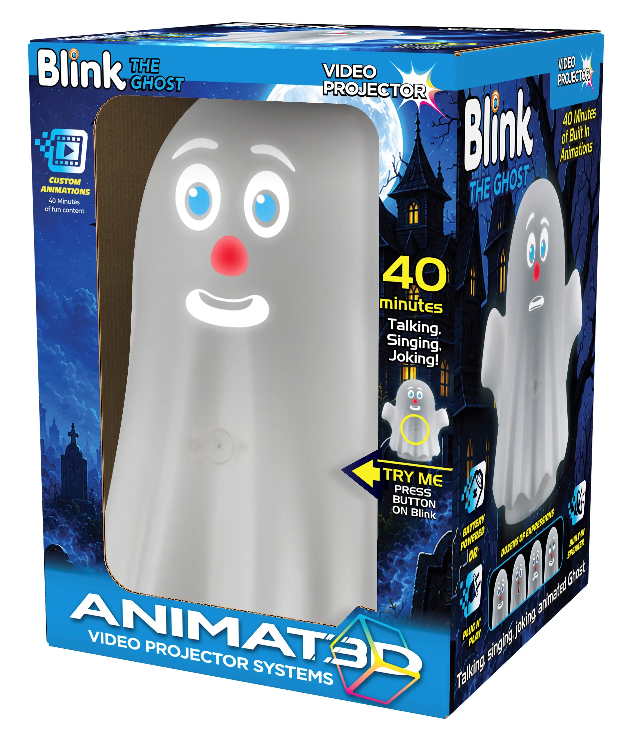 ANIMAT3D Blink The Talking Animated Ghost with Built in Video Projector and Speaker Includes 40 Minutes of Content