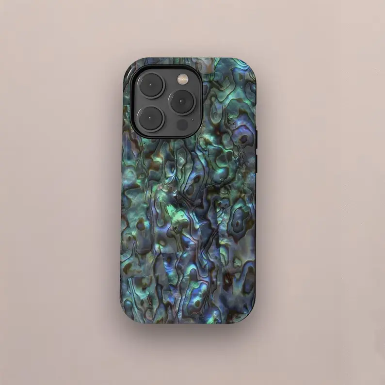 Abalone Shell Design Phone Case, Natural Abalone Shell Phone Cover for iPhone 17 16 15 14 13 12 11