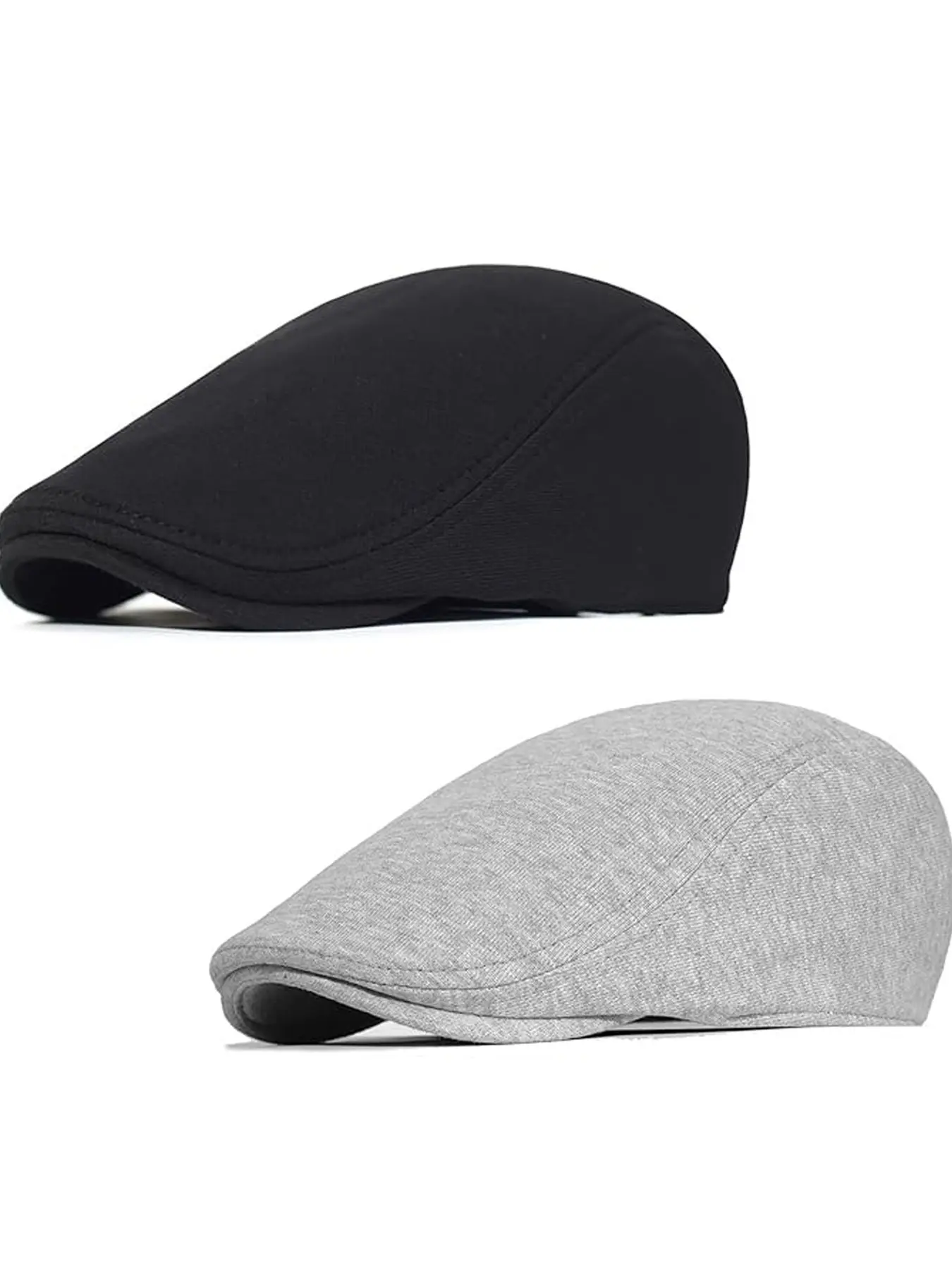 2 Pack Men's Casual Flat Ivy Gatsby Newsboy Driving Hat Cap Flat Bill Hat