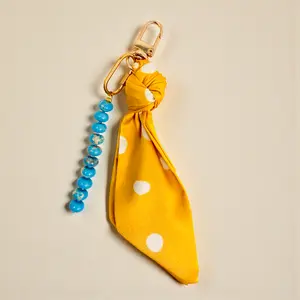 Swiss Dot Silk & Gemstone Bag Charm