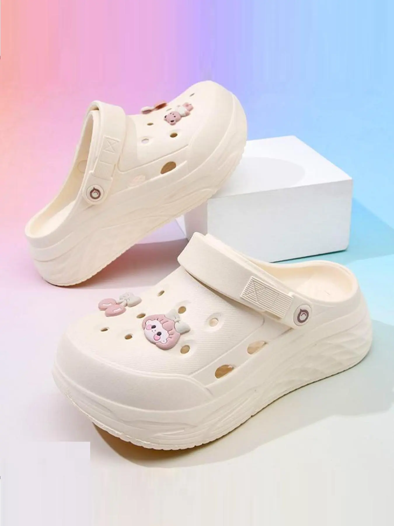 Women's Cute Cartoon Design Slides, Trendy Casual Slippers, Casual Comfortable EVA Non Slip Non-slip Slides for Indoor & Outdoor Wear, All-match Soft Casual Fashion Slippers for Daily Wear, Girl, Thick Soled Slippers