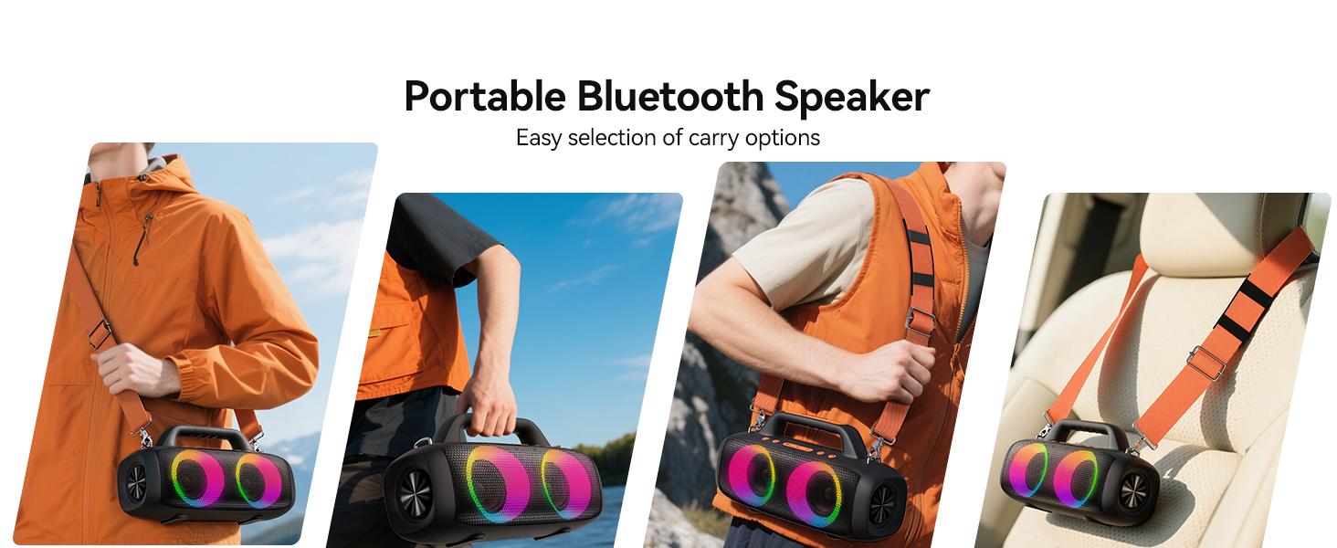 TAGRY Roar 1 Portable Audio Bluetooth Speaker,60W Powerful Sound with Deep Bass,IPX6 Waterproof,24H Playtime,Bluetooth 5.4 for Smartphone,RGB Party Lights,Wireless Stereo Pairing,Travel Outdoor for Camping and Beach, for  Birthday, Friend