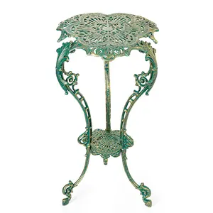 Sungmor Vintage Cast Iron Plant Stand - Ornate Pedestal Table for Indoor Outdoor Garden, 27.5" Antique Metal Flower Pot Holder, Victorian Style Plant Display Stand - Patio, Porch, Balcony Décor