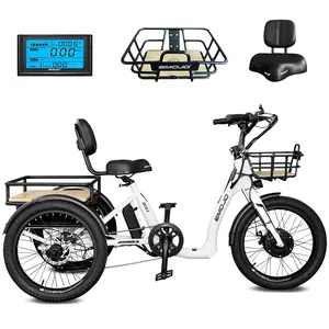 EMOJO Bull 8.5" Low Step Through Electric Tricycle for Adults, Up to 100 Miles Long Range Electric Trike with Differential 500W 7 Speed 20MPH