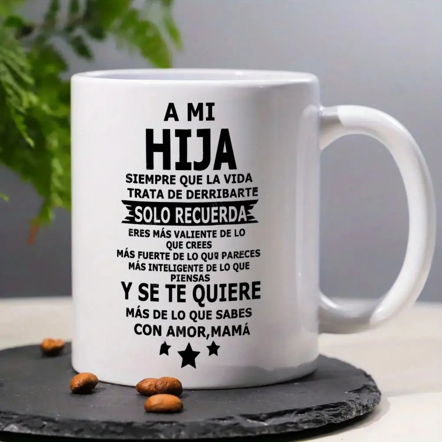 ' A MI Hija ' Inspirational Ceramic Coffee Mug - to My Daughter Mug, Reusable, Perfect Summer Winter Drinkware Gift, Safe & Comfortable Grip, Room Decor, Home Decor, Party Gift, Birthday Gift, Holiday Gifts