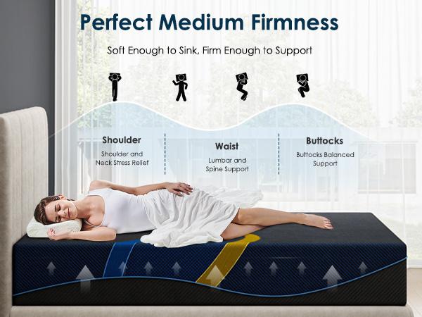 Mattress Multi-Layer Memory Foam Mattress - Medium Firmness with Bamboo Charcoal & Green Tea Infusion