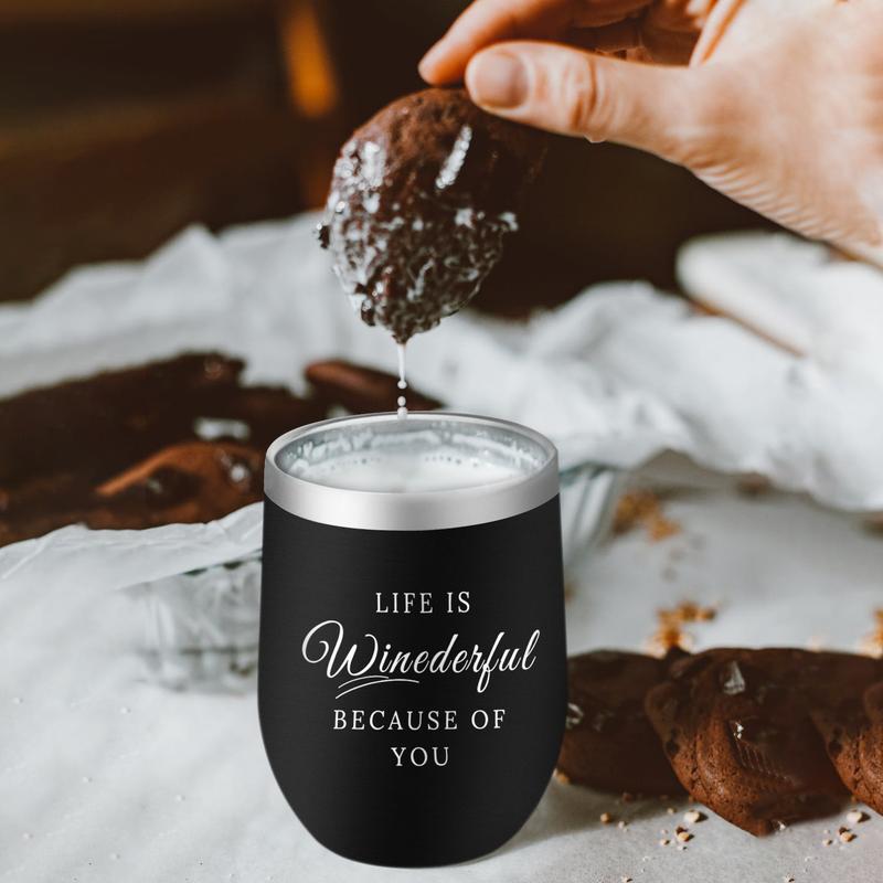 Stainless Steel Wine Tumbler 4 Pack,Insulated Wine Glasses Set with Lids and Straws, Wine Tumblers with sayings, (Multi-Color 4 Pack, 12 oz) Springtok