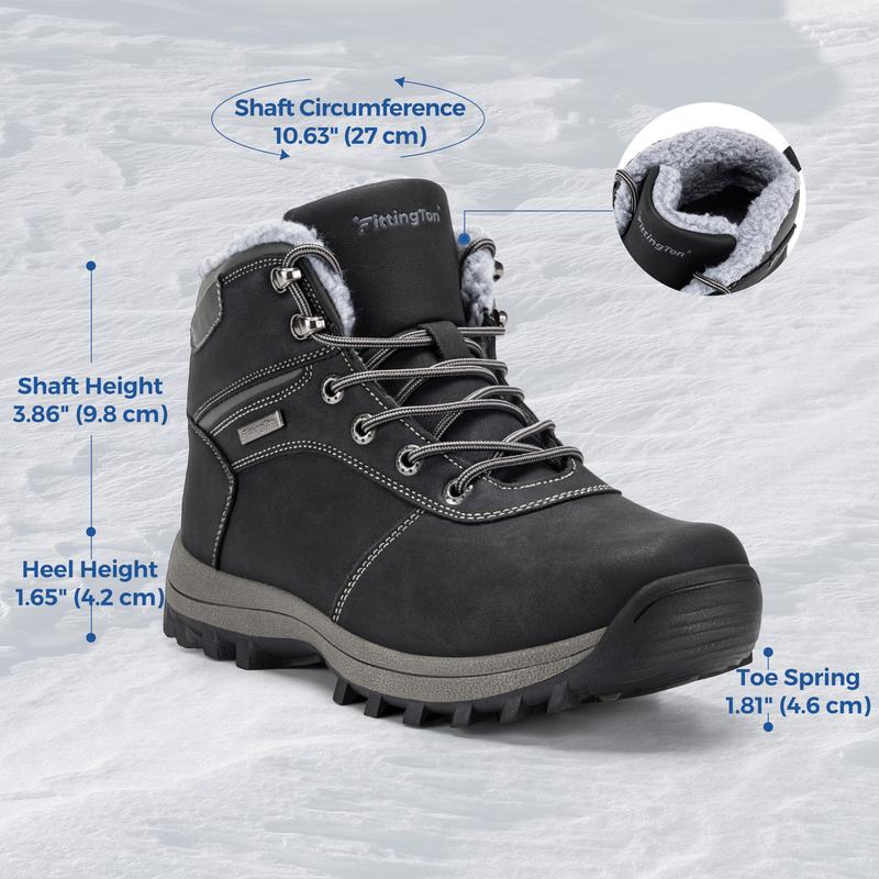 Fittington Mens Wide Snow Boots Wolfwalk V3 Slip-Resistant Winter Boots with Durable TPR Sole & Cozy Fleece Warmth for Outdoor Hiking