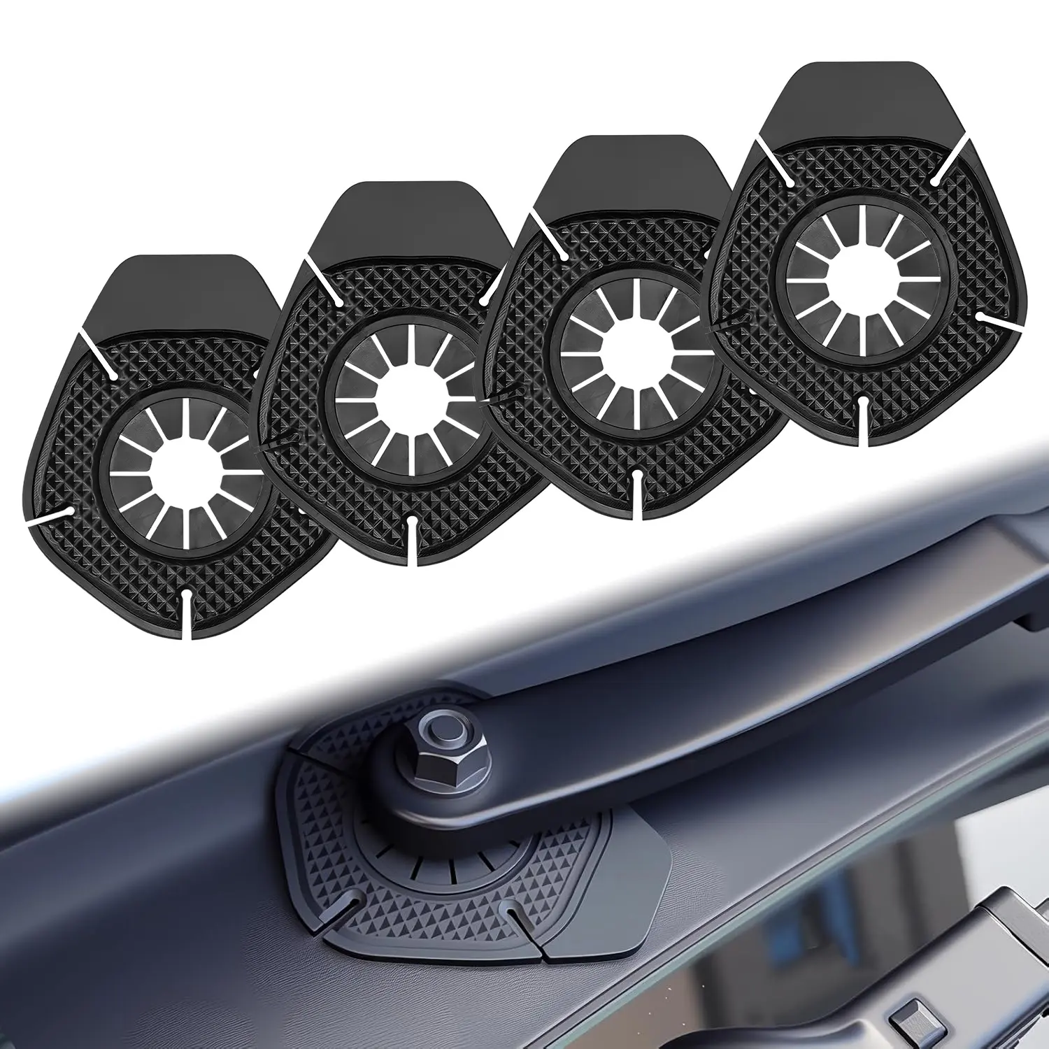 4PCS Car Wiper Hole Protective Cover, Silicone Wiper Arm Bottom Protection Pads, Wiper Dust Jacket Anti-Leaf Universal for Most Vehicles - (4 Black)