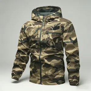 Men’s Camouflage Hooded Softshell Jacket Spring/Autumn Windproof Waterproof Outdoor Workwear Coat