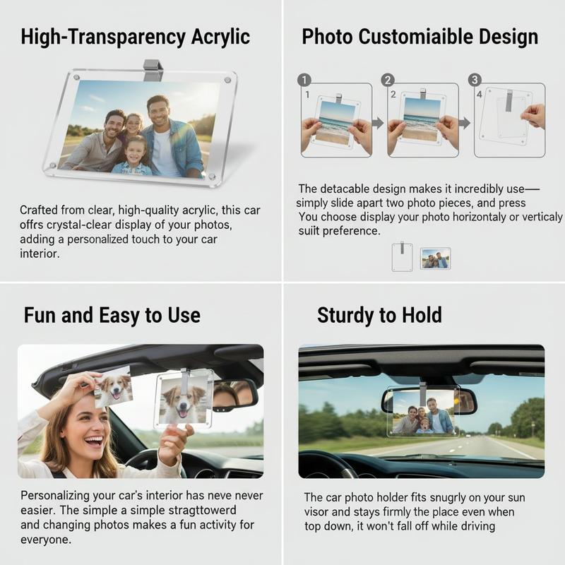 Magnetic Car Visor Photo Clips are acrylic custom car accessories for displaying family lover or personal photos practical frames for daily commutes and travel ideal gifts for holidays like Christmas Thanksgiving and Valentine's Day Magnetic Car Visor Photo Clips are acrylic custom car accessories for displaying family lover or personal photos practical frames for daily commutes and travel ideal gifts for holidays like Christmas Thanksgiving and Valentine's Day