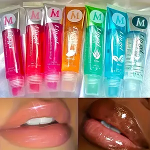 6Pcs Fruit Flavored Lip Gloss in Tube, Clear Texture, Intense Hydration & Moisturization, High Glossy Finish