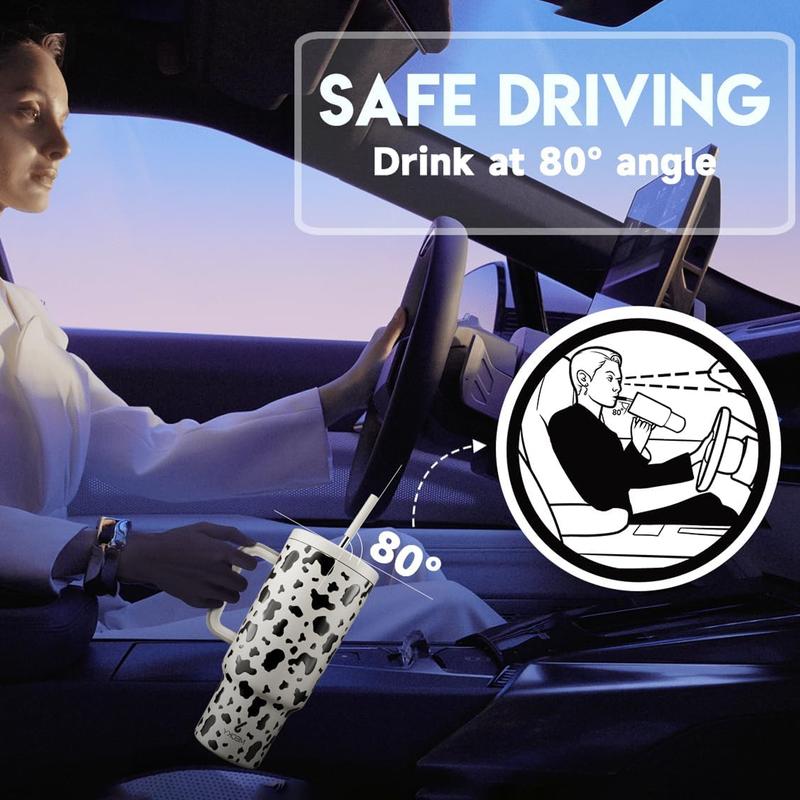 Meoky 40oz Reusable Food Grade Stainless Steel Cup for School, Outdoor, Office, Portable Leak-proof Car Thermos Cup, Keeps Cold for 24 Hours, Perfect as a Valentine's Day gift, Insulated Travel Drinkware Tumbler