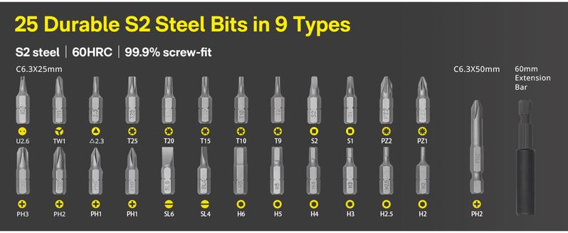 【Deals for You Days】HOTO Electric Screwdriver,3.6V Cordless Screwdriver Set, All-in-One Design,USB-C Charging, LED Light,28 Pcs Bit for Electrical Repairs, Christmas Gift Rechargeable Tools Wireless Power Tools