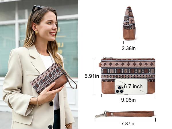 CLUCI TikTokShopSpringGlowUp Womens Wallet Large Capacity Leather Wristlet Clutch Zipper Purse Slim Ladies Travel Credit Card Holder Phone Organizer Wrist Strap Compact