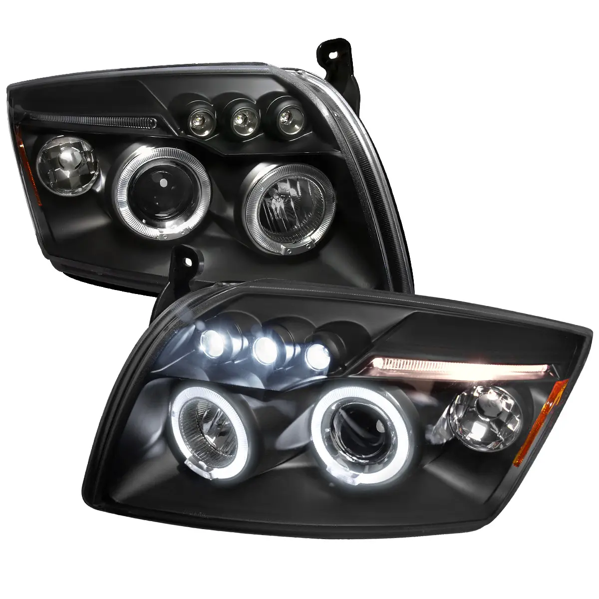 2007-2012 Caliber Dual Halo Projector Headlights (Matte Black Housing/Clear Lens)