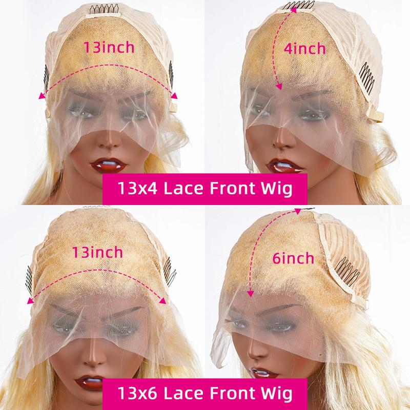 Bling Hair 613 Body Wave 13x4 HD Transparent  Lace Frontal Real Human Hair Wig For Women Honey Blonde Color Brazilian Wigs Multiple Sizes For Selection