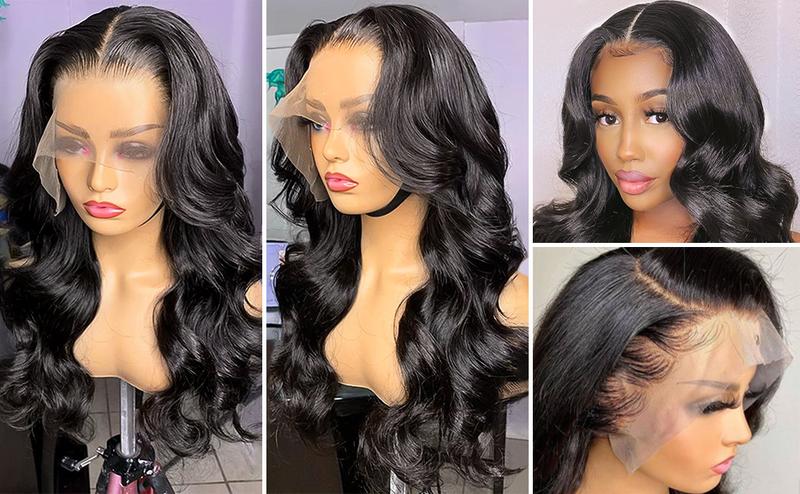 【Lemoda Outlets Sales】HD Transparent Lace Front Wigs Human Hair Pre Plucked 12A 180 Density 13x4 Transparent Lace Frontal Wig with Baby Hair Natural Black for Women