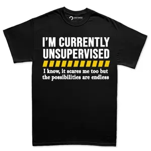 Funny T Shirt, Funny Shirts for Men, Funny Saying Mens Shirt, Sarcastic Dad Shirt, Fathers Day T Shirt, Currently Unsupervised Mens T-shirt Casual Menswear